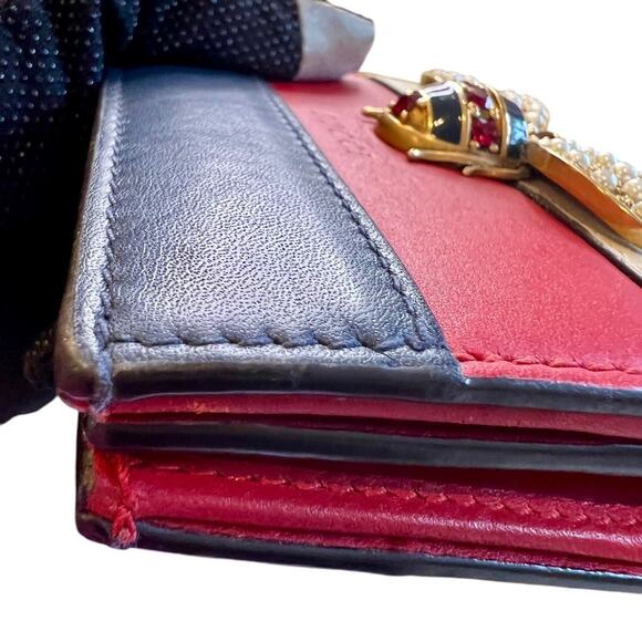 Gucci Women's Leather Queen Margaret Bee Card Case / Wallet - Picture 10 of 13